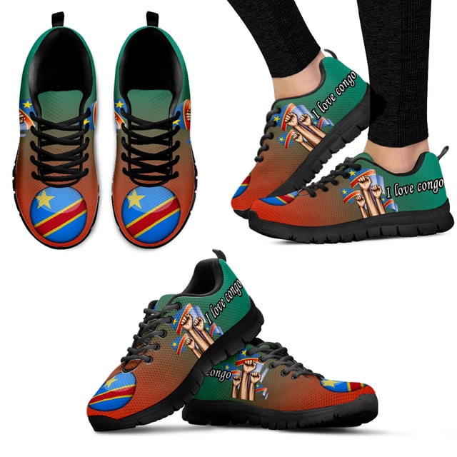 Chaussures Dégradées pour Femmes Imprimé Drapeau Congo Printemps Été Confort Chaussures Plates Blanches Espadrilles de Mode