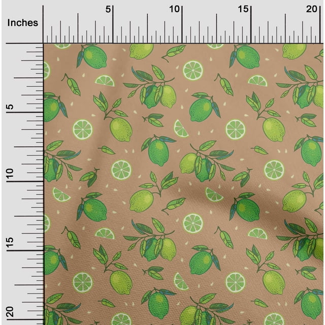 oneOone Polyester Lycra Dark Beige Fabric Lemon Vegetable Craft Projects Decor Fabric Printed By The Yard 56 Inch Wide