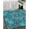 thumbnail image 2 of Ahgly Company Indoor Square Patterned Blue Jay Blue Area Rugs, 4' Square, 2 of 6