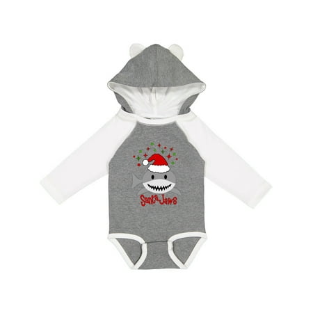 

Inktastic Santa Jaws Cute Christmas Shark in Santa Hat Gift Baby Boy or Baby Girl Long Sleeve Bodysuit