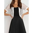 thumbnail image 5 of Womens Short Sleeve Shrug Open Front Floral Lace Summer Sheer Cropped Cardigan White M, 5 of 6