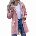 thumbnail image 7 of Xaqiouau Womens Striped Lined Hooded Jacket Mid-Length Water-Resistant Windproof Coat Quick Dry Lightweight Outerwear Outdoor Hiking Casual Daily Windbreaker Pink S, 7 of 7