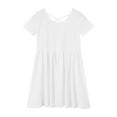 thumbnail image 4 of Gubotare Girl Dress Girls Floral Spring Summer Dress Ruffled Short Sleeve Mesh A-line Casual Dress Size 7-8T (White,7-8 Years), 4 of 8