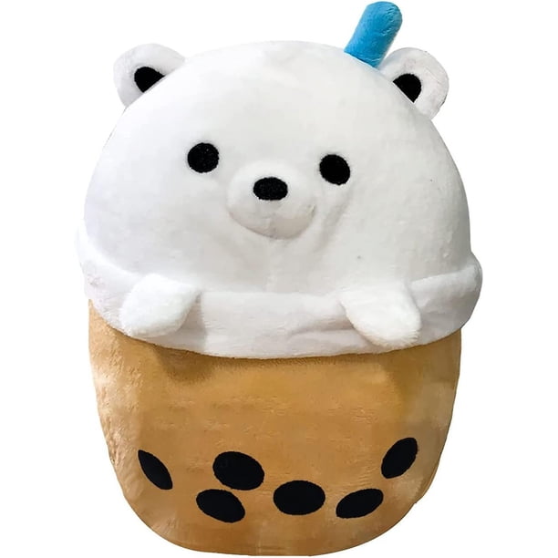 Juguete de peluche de té Boba de 9,8 pulgadas, almohada de felpa con burbujas de té de leche y perlas marrones, almohada de abrazo suave para el hogar, regalos (marrón, 9,8 pulgadas)