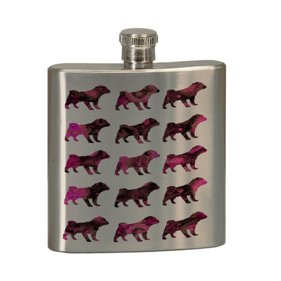 KuzmarK 6 oz. Stainless Steel Pocket Hip Liquor Flask - Pug Dog