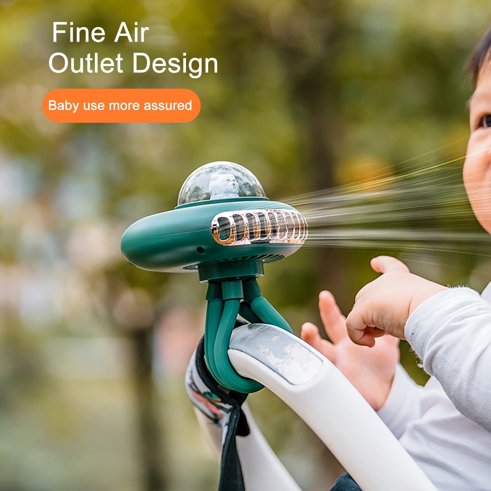 Stroller Fan USB Rechargeable Clip On Baby Carriage Fan Portable Mini Fan 4 Speed Quiet Strong Wind Adjustable Clip Use for Nursery Travel Stroller Car Seat Cooling