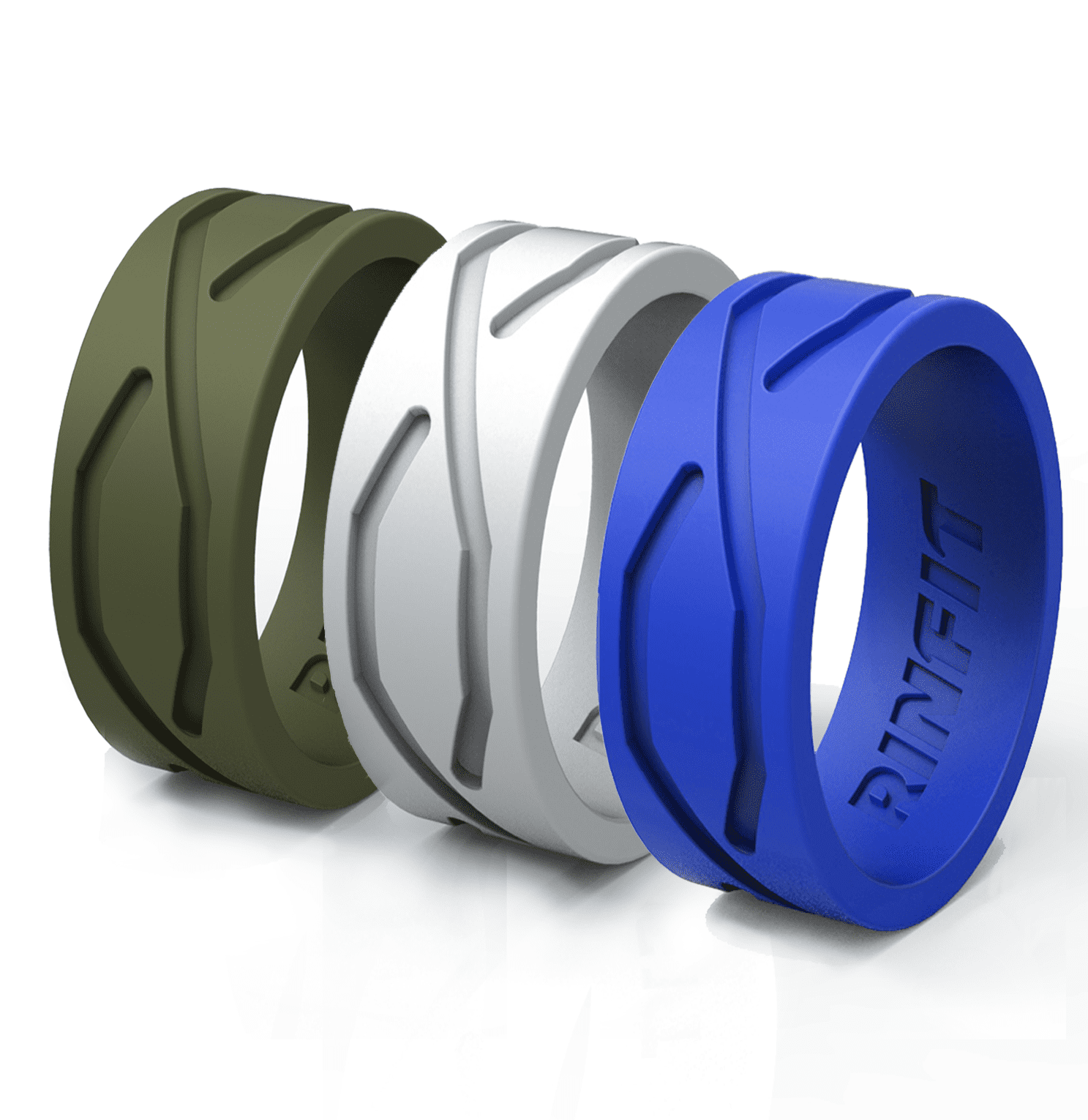 Rinfit Silicone Ring Wedding Band For Men by Rinfit, 3 Rings Pack