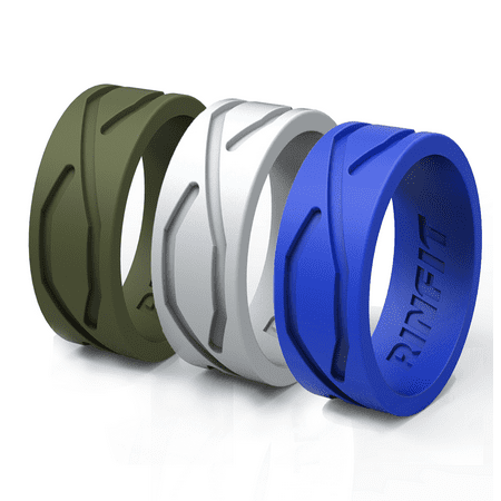 Silicone Wedding Ring | Silicon Band For Men by RINFIT - 3 Rings Pack- Premium Quality Silicone Rubber Band. Comes With a Gift - Designed Gift Package!