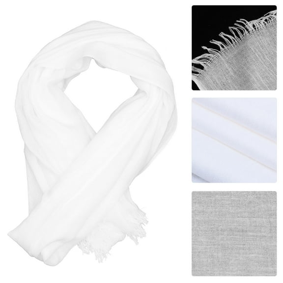 KALLORY 1Pc Large Silk Scarf White Quick Dry Texture Summer Outdoor Shawl