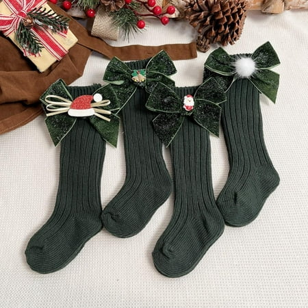 

BULLPIANO Baby Girl Socks/Toddler Girl Socks/0-6Y Cotton Cartoon Warm Floor Sock Baby Christmas Socks Anti-slip(4pairs)