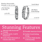 Cate & Chloe Bethany 18k White Gold Plated 15mm Hoop Earrings with Swarovski Crystals for Women
