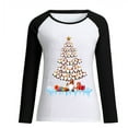 thumbnail image 4 of Blusa de manga larga con estampado de muñeco de nieve y árbol de Navidad con bloque de color y cuello redondo para mujer Fridja  FKASFK840, 4 of 4