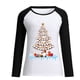 thumbnail image 4 of Blusa de manga larga con estampado de muñeco de nieve y árbol de Navidad con bloque de color y cuello redondo para mujer Fridja  FKASFK838, 4 of 4