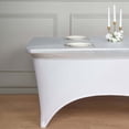 thumbnail image 5 of Efavormart 6ft Metallic Silver Spandex Stretch Fitted Banquet Table Top Cover, 5 of 5