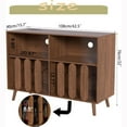 thumbnail image 3 of Large Record Player Stand, Vinyl Record Storage Holder with Power Outlet, Turntable Stand for Living Room (Walnut), 3 of 8