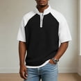 thumbnail image 5 of Men's Stand Collar T-Shirt, Sports Zipper Top Quick Dry Breathable, Short Sleeve Half Zip Athletic Fit, Moisture Wicking Stretch Fabric, Casual Gym Workout Running Golf | Zenithor,Black L, 5 of 6