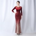 thumbnail image 3 of Vestido de noche de cola de pez de manga larga para mujer Atmósfera de alta gama Elegante Banquete Reunión anual Temperamento Terciopelo Aura Reina, 3 of 6