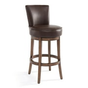 Armen Living Boston 30" Bar Height Swivel Wood Bar Stool in Chestnut Finish and Kahlua Pu by Armen Living