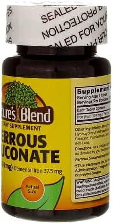 Nature's Blend Ferrous Gluconate Tablets 324 Mg, 100 Count (Pack Of 2)