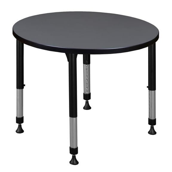 30 in. Kee Round Height Adjustable Classroom Table, Grey