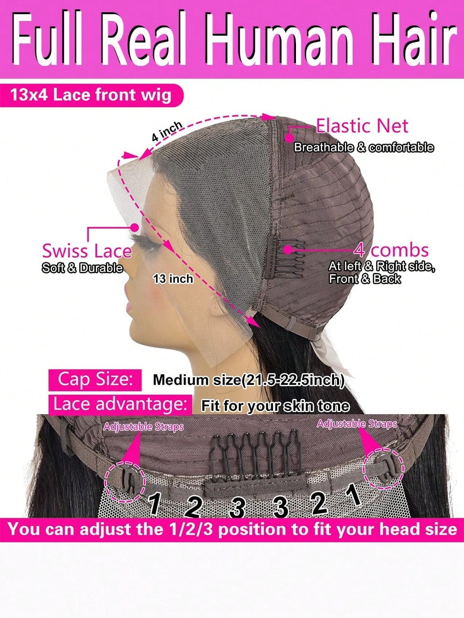 13x4 Lace Front Wigs Human Hair Straight Bob  Human Hair Wigs Natural Black Color Brazilian Virgin Real Human Hair Wigs Extensions