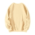 thumbnail image 5 of WTOBBY Women's Solid Color Round neck Sweatshirt Long Sleeve Casual Loose Fit Fleece Pullover Top Fall Fashion Wear for Daily Activities,Beige L, 5 of 5