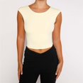 thumbnail image 6 of Tittly Vest for Women Tank Tops Women's Solid Color Fashion Slim Solid Color Straps Backless T Shirt Top Going Out Tops Crop Tops Beige L, 6 of 6