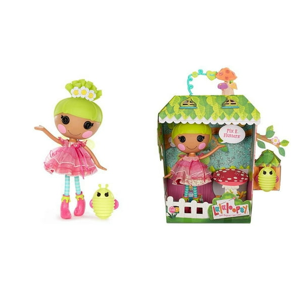 Poupée Lalaloopsy - Pix E. Flutters avec luciole, poupée-fée de 13 po (33 cm) avec tenue rose et chaussures amovibles, dans un emballage de maison réutilisable
