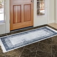 thumbnail image 3 of Ottomanson Machine Washable Cotton 2x5 Flatweave Runner Rug for Bedroom, 20" x 59", Off White/Black Greek Key/Border, 3 of 10