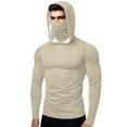 thumbnail image 3 of Aboser Muscle Sun Shirts for Men Long Sleeve Raglans Hoodies Active Outdoor Hiking Golf Shirt SPF UV Protection Hoodie Plus Size Athletic Workout Tops Beige L, 3 of 9