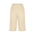 thumbnail image 5 of HKYNLAG Bermuda Shorts For Women Linen Shorts Knee Length Elastic Waist Long Shorts Casual Summer Shorts Petite Capri Pants Dressy Beach Comfy Pull On Shorts With Pockets Khaki S, 5 of 5
