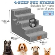 Topmart Dog Stairs for High Beds,Non-Slip Plastic 5-step Pet Step for Dogs,20.1''High,Grey