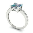 thumbnail image 2 of 1.62 ct Princess Cut Blue Moissanite Solitaire with Simulated Diamond Accents 18K White Gold Womens Engagement Ring, 2 of 5