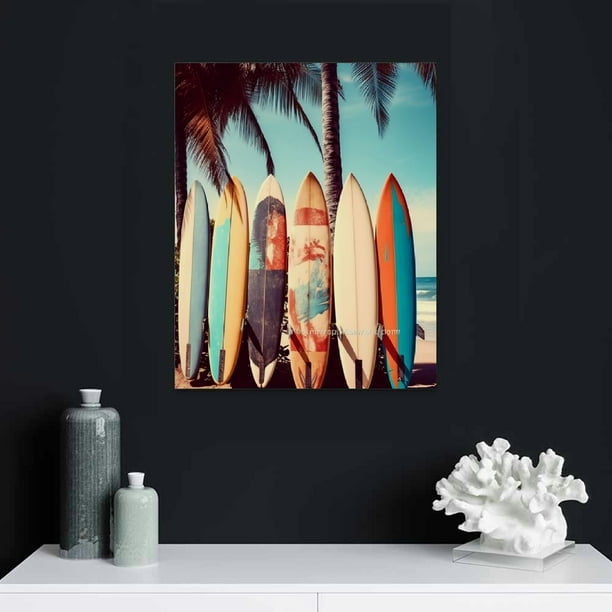 JRXY Surfboard Wall Decor Beach Canvas Art Surfing Poster Coastal