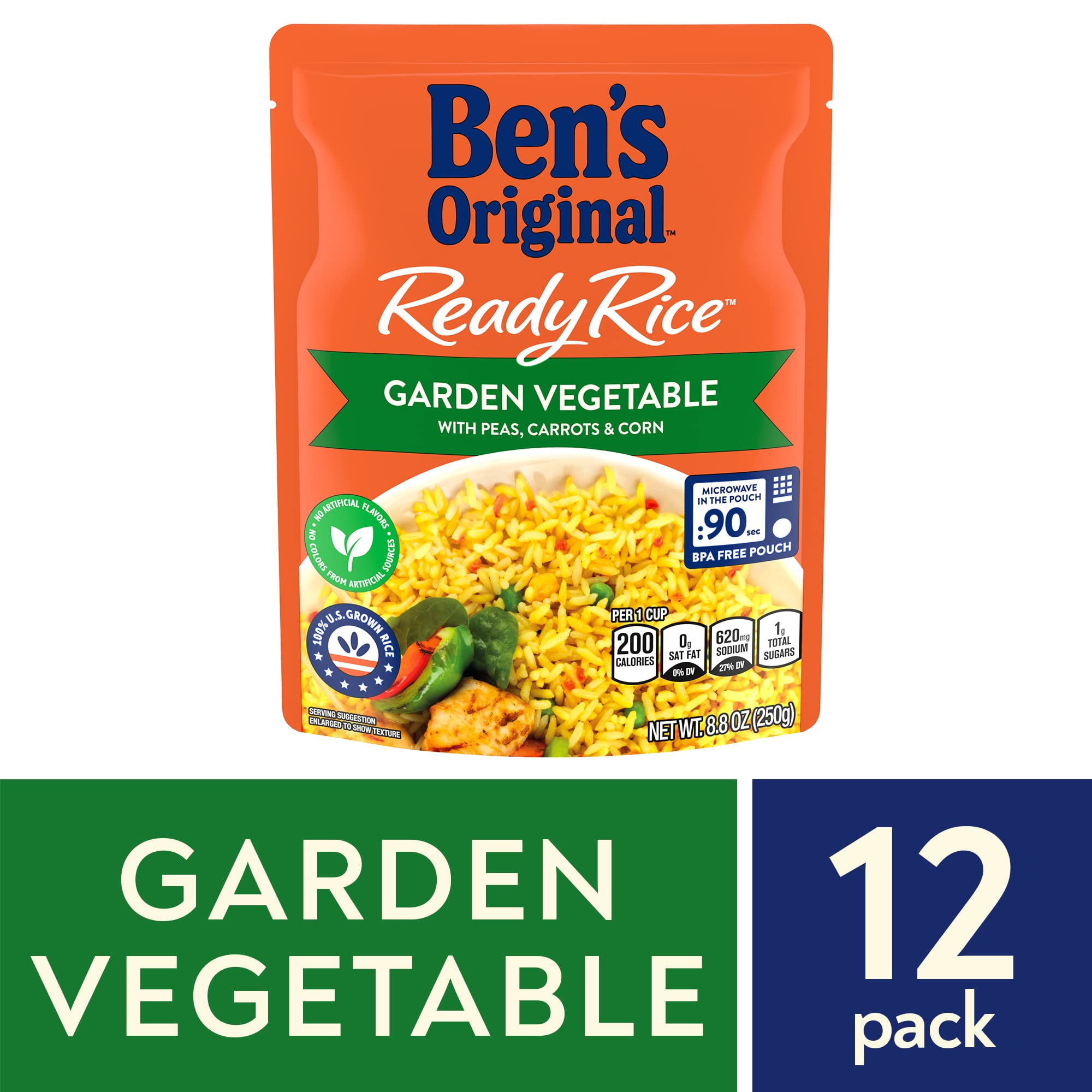 BEN S ORIGINAL Ready Rice Garden Vegetable Flavored Rice  Easy Dinner Side (Pack of 4)