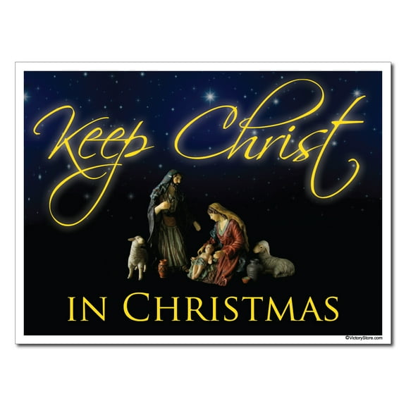 Keep Christ in Christmas Yard Decoration - Christmas Lawn Sign, 18"x24" Yard Sign with Stakes