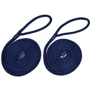 1/4" Navy Fender Line For Boats - Double Braided Nylon 6 Feet Marine Rope - 2 Pack