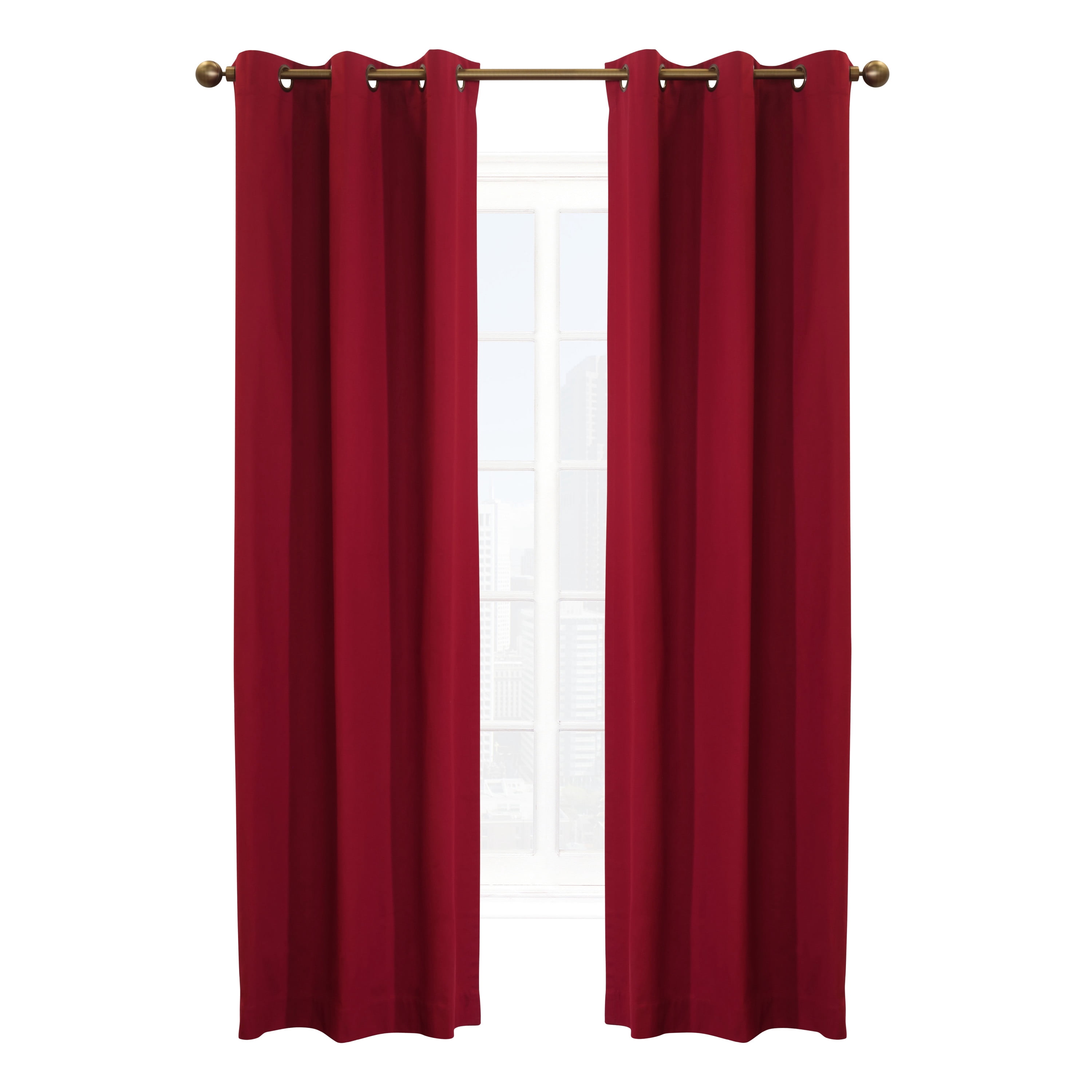 Winmate Insulated Cotton Grommet Curtain Panel - Pair each 40" x 72" in Burgundy