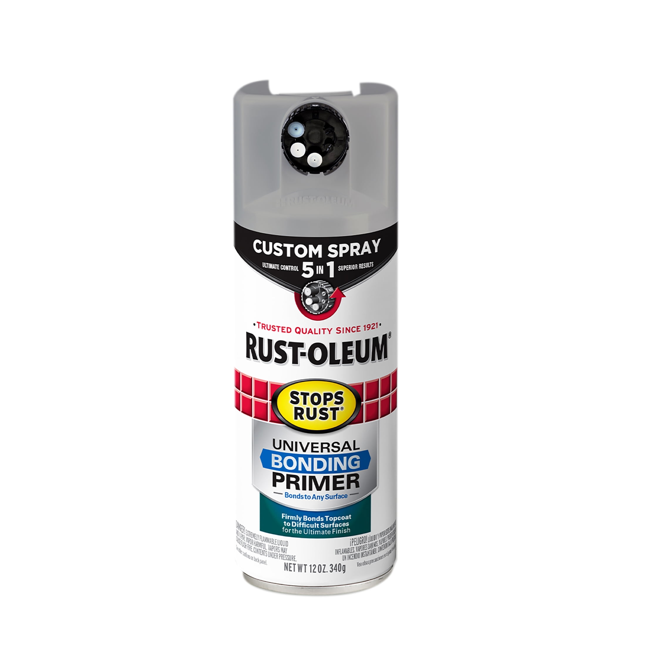 Rust-Oleum Stops Rust Custom 5-in-1 Flat Gray Universal Bonding Primer Spray-136443, 12 oz, 6 Pack