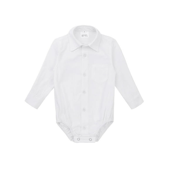 Yruioon Infant Baby Boys One Piece Bodysuit Rompers Long Sleeve Formal Shirts Gentlemen Clothes White 3-6 Months