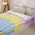 thumbnail image 3 of Manfei Multicolor Drip Cream Zipper Twin Comforter Sets with Fitted Sheet and 2 Pillowcases,Abstract Geometric Rhombus Zipper Bedding Set,Colorful Stars Reversible,4pcs, 3 of 7