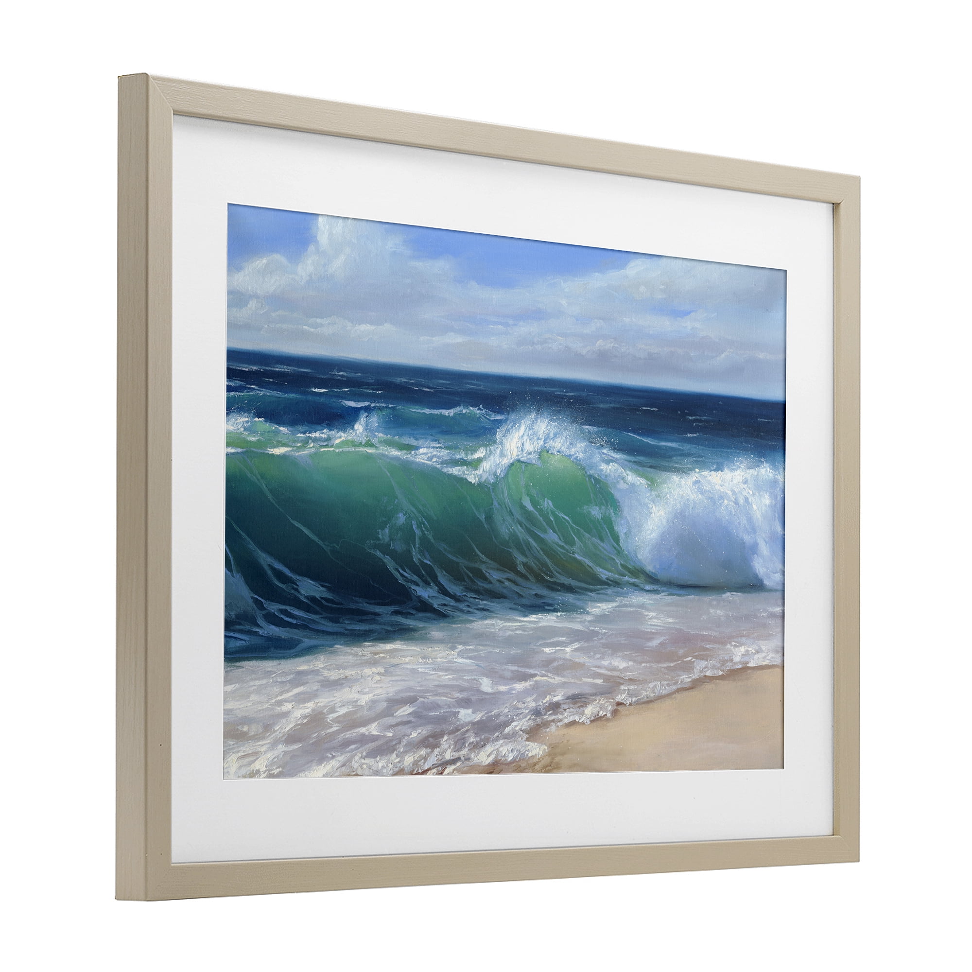 Stupell Industries Content Beach Waves Shore Birch Framed Print Under Glass, design by Dimitri Sirenko