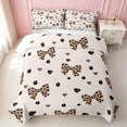 thumbnail image 2 of Erosebridal Leopard Bow Heart Print Twin Quilt Set for Girls, Cheetah Animal Spots Love Twin Coverlet Set, 2 Pieces 1 Bedspread and 1 Pillowcase, 2 of 7