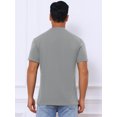 thumbnail image 3 of DARING DIVA Men's Casual Summer Short Sleeves Button Henley Basic Tee L Light Gray, 3 of 7