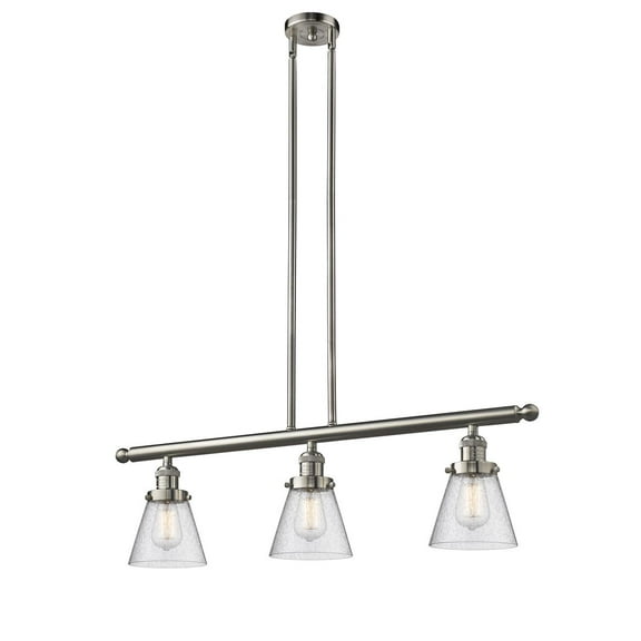 Innovations 3-LT LED Small Cone 36" Island-LT LED - Brushed Satin Nickel - 213-SN-G64-LED