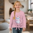 thumbnail image 4 of DISNIMO Girls Long Sleeve Tops Cat Print Cute Lace Up T-Shirts Casual Crew Neck Blouse Top Fashion Soft Blouse Shirt Size 5-12 Years, 4 of 8