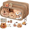 thumbnail image 1 of Capybara Plush Pencil Case - Large Capacity Pencil Case with 10 Compartments, Cute Stationery Bag for School Office College, 1 of 4