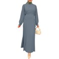 thumbnail image 1 of ZANZEA Dresses for Womens Full Sleeve O-Neck Solid Color With-Back-Zipper Dress, 1 of 4