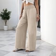 thumbnail image 3 of VV AVEORS Wide Leg Pants Woman High Smocked Waist Trousers With Pockets Casual Lounge Flowy 2026 Summer Beach Vacation Clothes Complexion M, 3 of 4