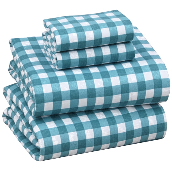 RUVANTI Flannel Sheets King Size - 100% Cotton Double Brushed King Bed Sheets Set - Deep Pockets 16 Inches - All Seasons Breathable & Extra Soft - Warm & Cozy, 4 Piece, Cabin Plaid
